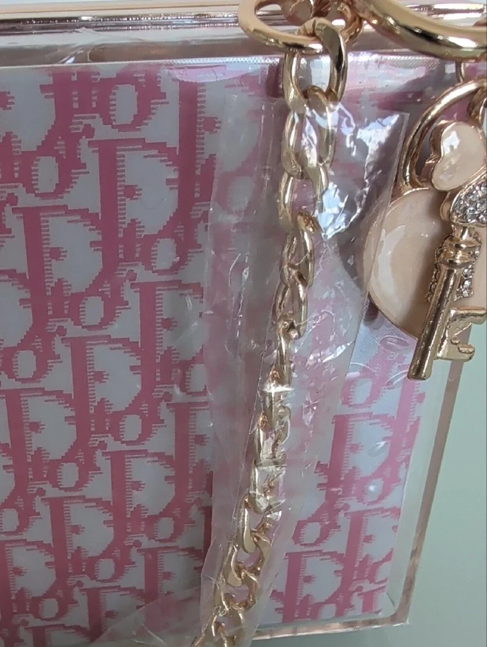 Upcycled Novelty Pink Monogram Acrylic Box Clutch - Wearable Art